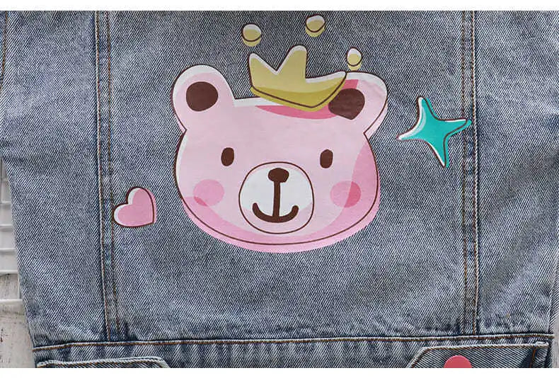 Kids Denim Jackets for Girls Baby New Flower Embroidery Coats Fashion Spring Autumn Children Outwear Ripped Jeans Jackets 1-5Y