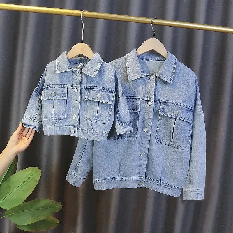 Kids Denim Jackets for Girls Baby New Flower Embroidery Coats Fashion Spring Autumn Children Outwear Ripped Jeans Jackets 1-5Y