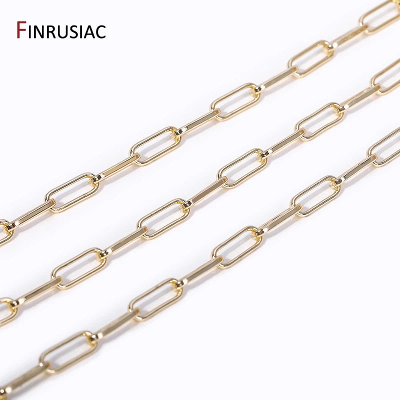 14K Gold Plated Chains for Jewelry Making Brass Metal Gold Chain Bulk DIY Necklace Bracelet Accessories Handmade Crafts Supplies