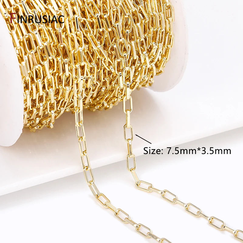 14K Gold Plated Chains for Jewelry Making Brass Metal Gold Chain Bulk DIY Necklace Bracelet Accessories Handmade Crafts Supplies