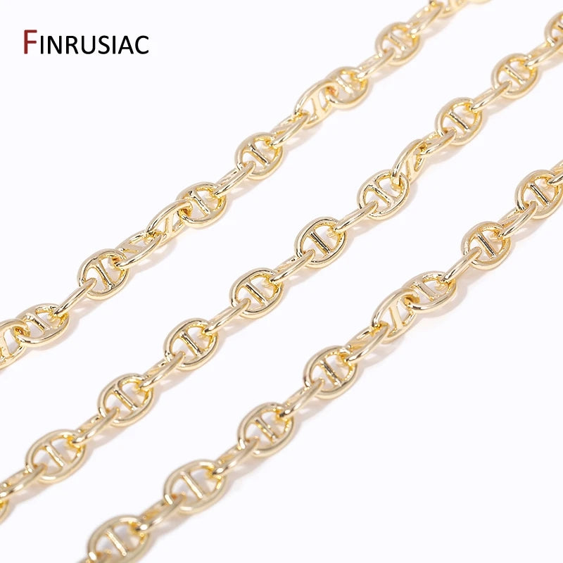 14K Gold Plated Chains for Jewelry Making Brass Metal Gold Chain Bulk DIY Necklace Bracelet Accessories Handmade Crafts Supplies