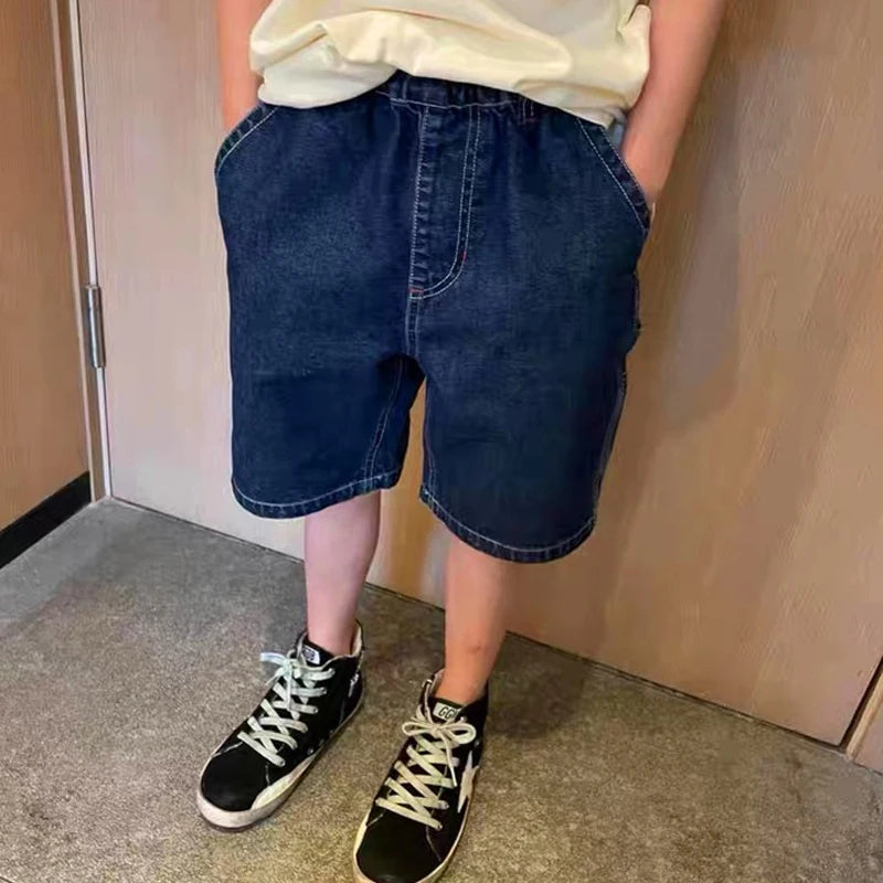 Children Jeans Boys Girls Cotton Shorts Splice Stretch Denim shorts Korean Teenage Trousers Wear Kids Clothing DenimRipped