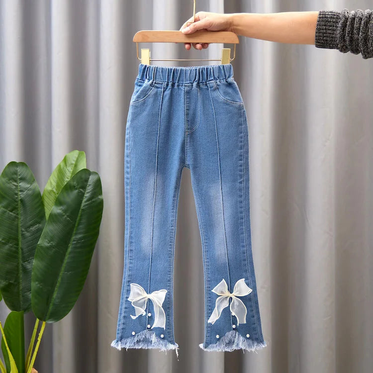 Baby Girls Casual Jeans Trousers for 1 2 3 4 5 6 years old kids pants 2026 new Toddler Girls Infant Denim Pants Children Bottoms