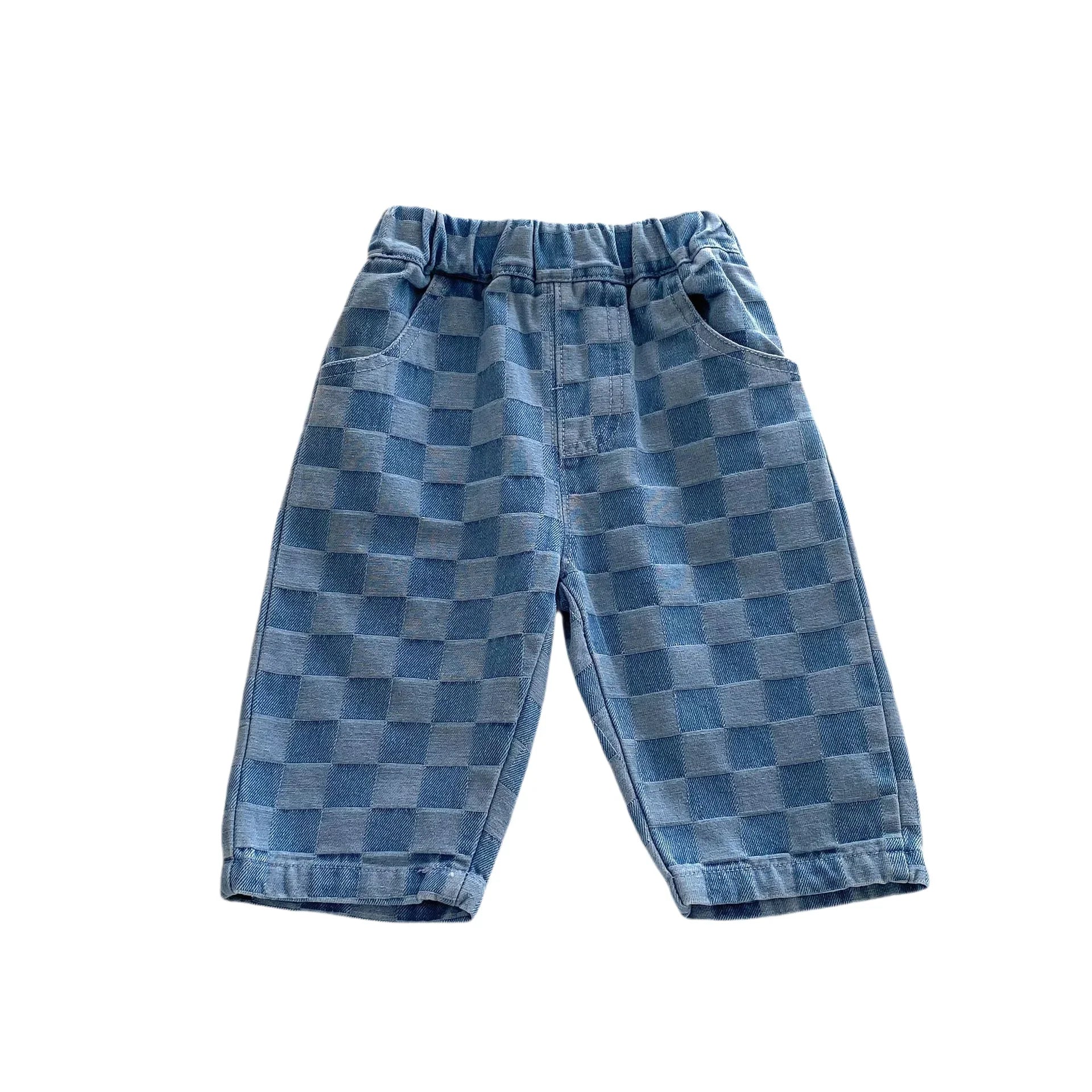 Soft Denim Checkered Jeans for 0 - 5 Year Olds Ideal for Spring & Autumn Fashion Kids Boys and Girl Denim Pants