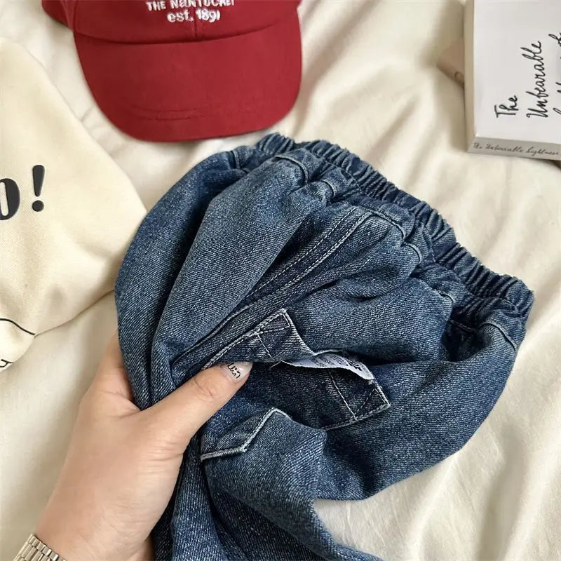 2025 Autumn Kids Denim Pants Loose Fit Jeans for Boys And Girls Casual Trendy Outdoor Clothing 2-7T Trendy Baby Children's Pants