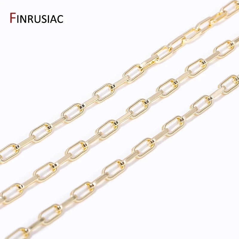 14K Gold Plated Chains for Jewelry Making Brass Metal Gold Chain Bulk DIY Necklace Bracelet Accessories Handmade Crafts Supplies