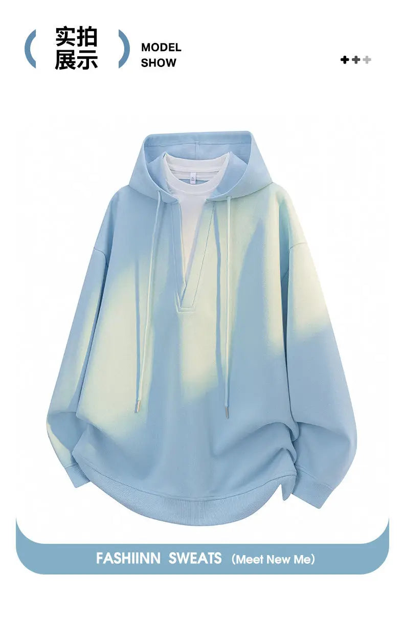 Fashion Men Hoodie New College Style Sporty Casual Pullover Top Unisex Urban Streetwear Loose Fit for Daily Outfit Spring Autumn