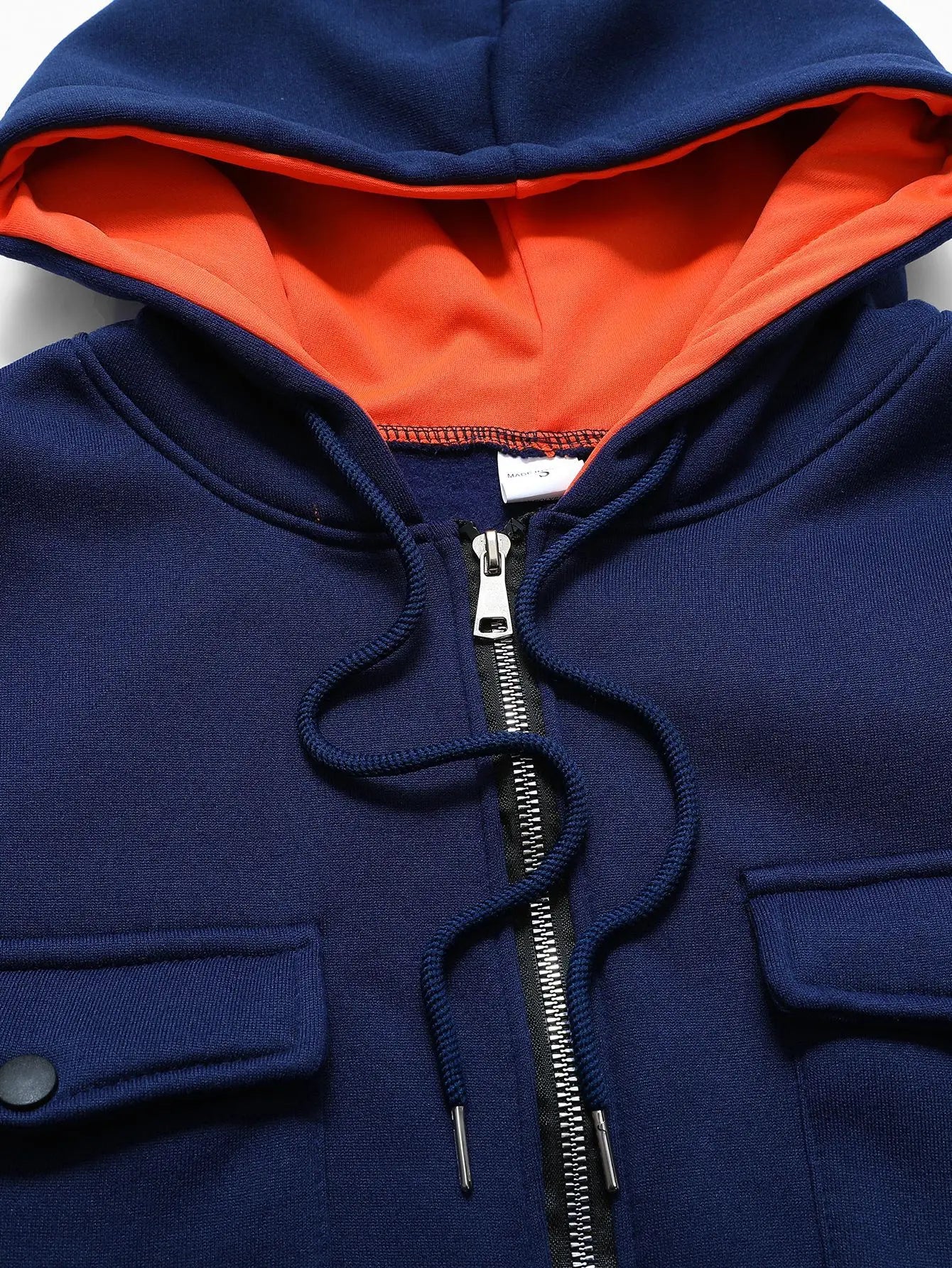 High Street Hoodie Men's Solid Color Chest Two Pocket Zipper Long Sleeve Loose Jacket Jacket Casual Hoodie Y2K