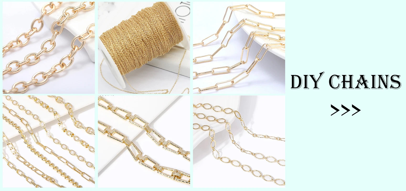 14K Gold Plated Chains for Jewelry Making Brass Metal Gold Chain Bulk DIY Necklace Bracelet Accessories Handmade Crafts Supplies