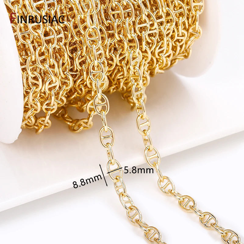 14K Gold Plated Chains for Jewelry Making Brass Metal Gold Chain Bulk DIY Necklace Bracelet Accessories Handmade Crafts Supplies