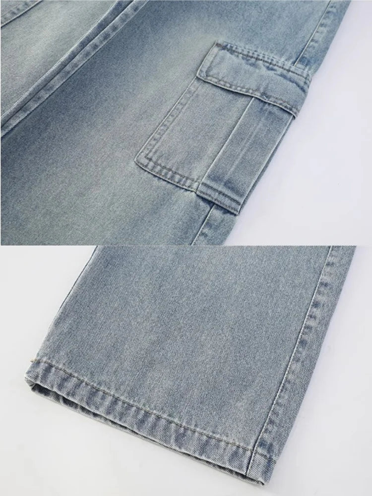Kids Girls Jeans Pocket Decoration Long Denim Pants Autumn Teenager Children New Sports Casual Straight Trousers For 2-12 Years