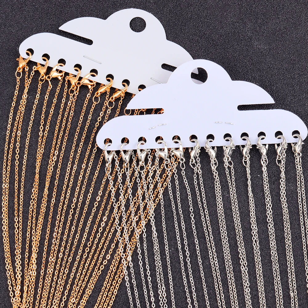12Pcs/Set Gold Silver Color Copper O Chain Women's Collarbone Chain For Charm Necklace DIY Jewelry Wholesale