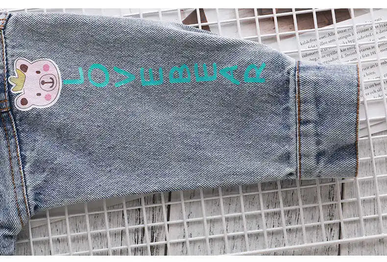 Kids Denim Jackets for Girls Baby New Flower Embroidery Coats Fashion Spring Autumn  Children Outwear Ripped Jeans Jackets 1-5Y