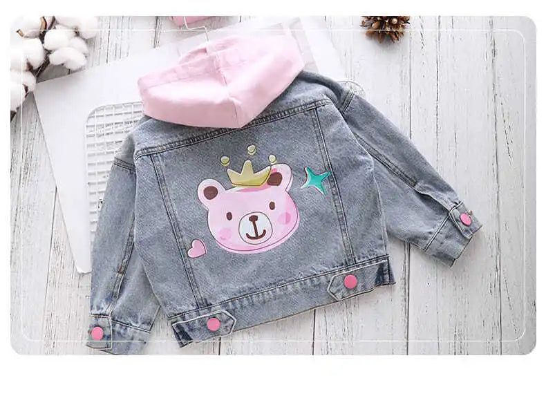 Kids Denim Jackets for Girls Baby New Flower Embroidery Coats Fashion Spring Autumn  Children Outwear Ripped Jeans Jackets 1-5Y