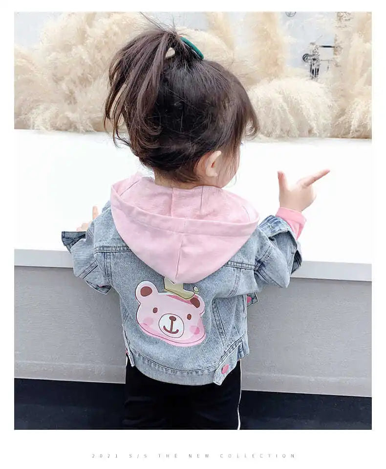 Kids Denim Jackets for Girls Baby New Flower Embroidery Coats Fashion Spring Autumn  Children Outwear Ripped Jeans Jackets 1-5Y