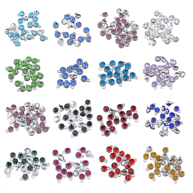 30pcs/lot Crystal Charms Jewelry DIY Making Findings Colorful Birthstone Charms Necklace Pendant Bracelet Handmade Accessories
