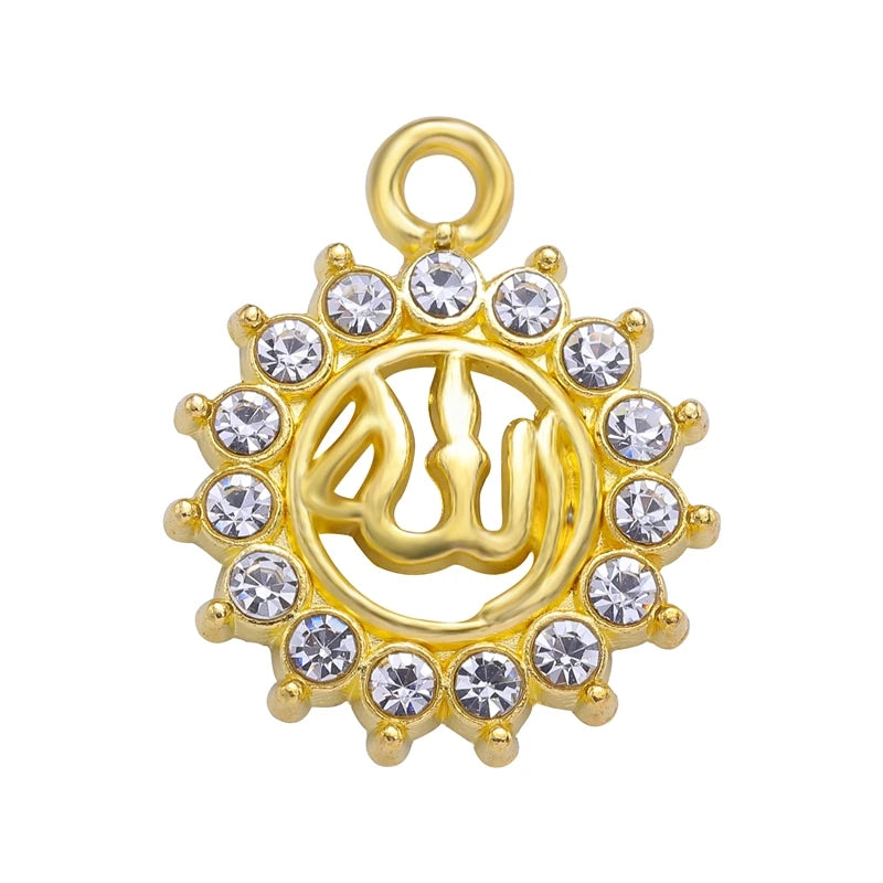 Juya 10Pcs/Lot Wholesale DIY Gold/Silver Color Crescent Allah Muslim Charms For Religious Islamic Jewelry Making Supplies