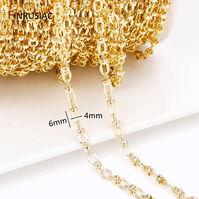 14K Gold Plated Chains for Jewelry Making Brass Metal Gold Chain Bulk DIY Necklace Bracelet Accessories Handmade Crafts Supplies
