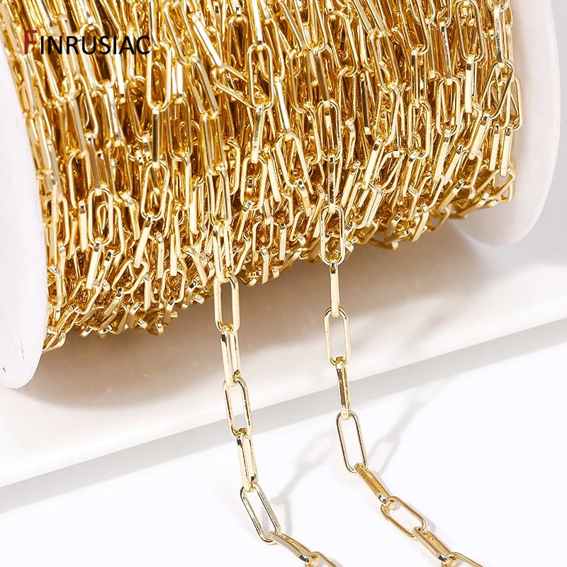 14K Gold Plated Chains for Jewelry Making Brass Metal Gold Chain Bulk DIY Necklace Bracelet Accessories Handmade Crafts Supplies