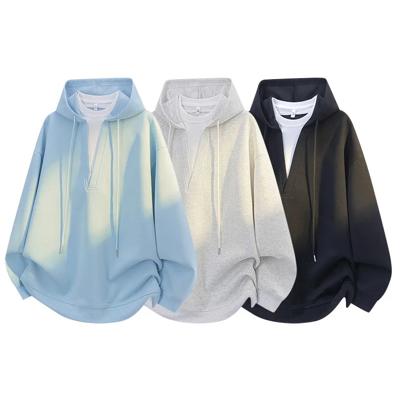Fashion Men Hoodie New College Style Sporty Casual Pullover Top Unisex Urban Streetwear Loose Fit for Daily Outfit Spring Autumn