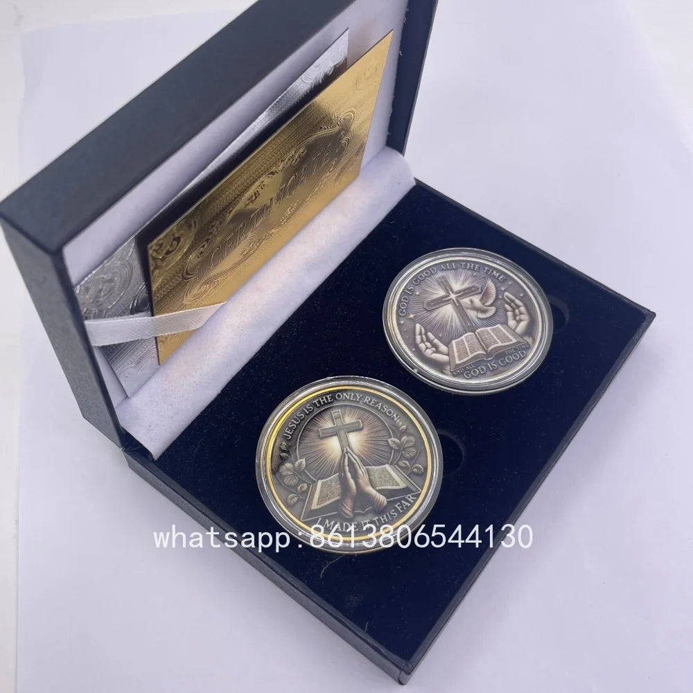 Hot Sale Christian Faith Challenge Gold/Siliver Coins Set Jesus Cross 2025 Limited Edition Collectible Gifts Believers Christmas