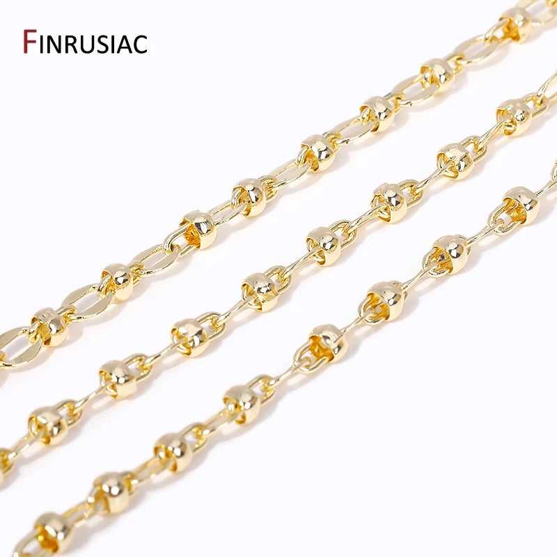 14K Gold Plated Chains for Jewelry Making Brass Metal Gold Chain Bulk DIY Necklace Bracelet Accessories Handmade Crafts Supplies