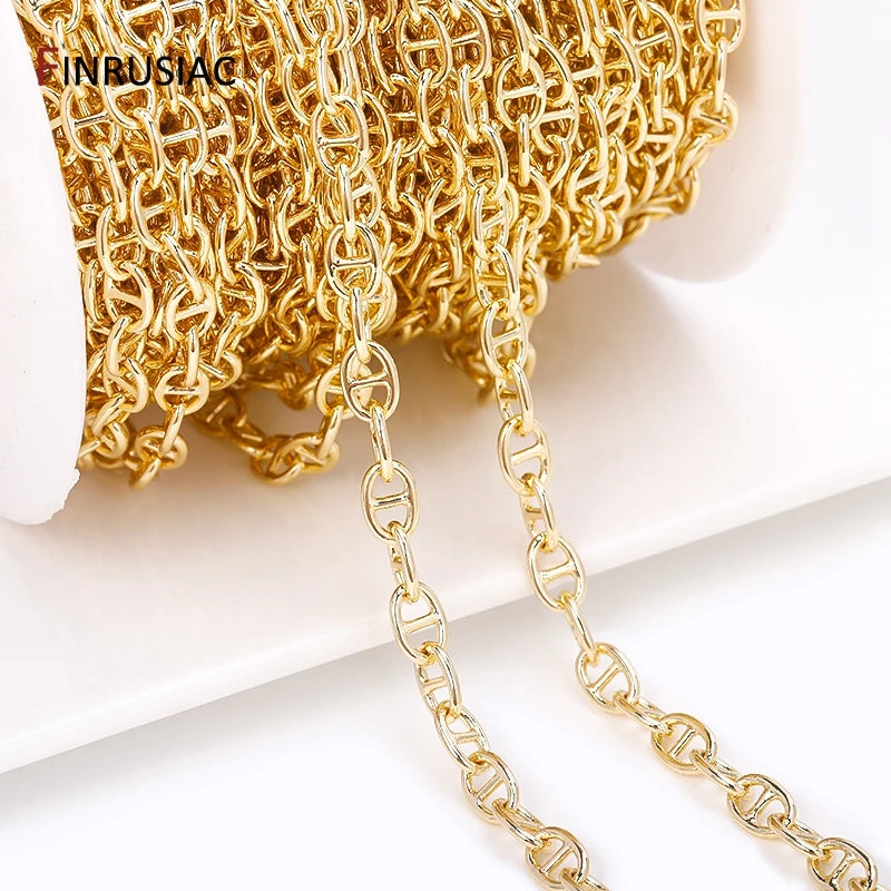 14K Gold Plated Chains for Jewelry Making Brass Metal Gold Chain Bulk DIY Necklace Bracelet Accessories Handmade Crafts Supplies