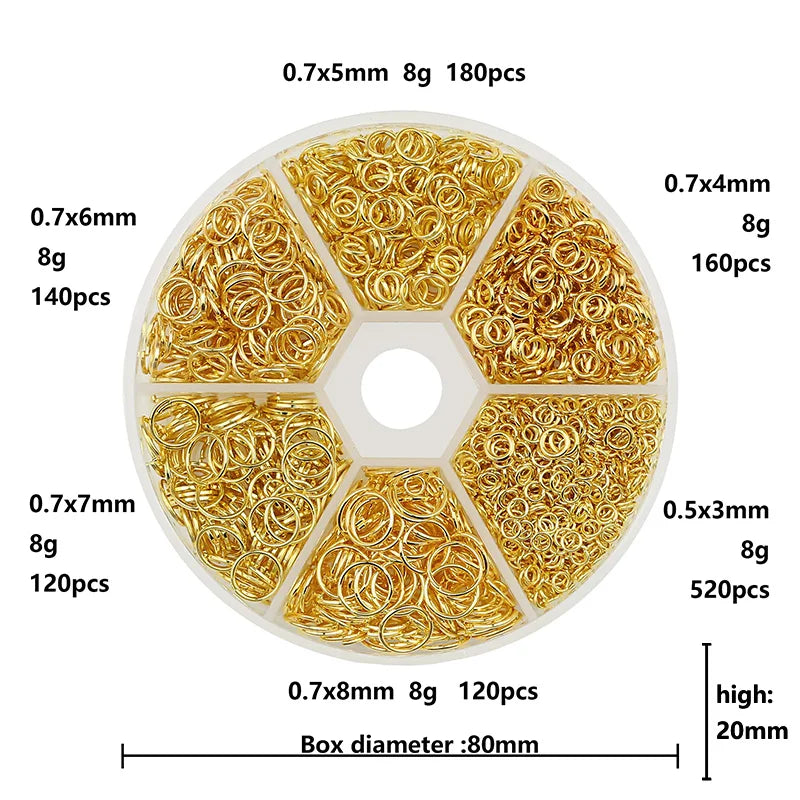 Kc Gold Color Alloy Jewelry Open Jump Rings Set Accessories Kit for DIY Bracelet Necklace Chain Making Supplies Findings 4 6 8mm