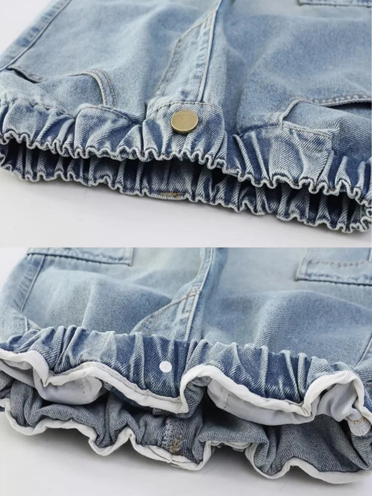 Kids Girls Jeans Pocket Decoration Long Denim Pants  Autumn Teenager Children New Sports Casual Straight Trousers For 2-12 Years