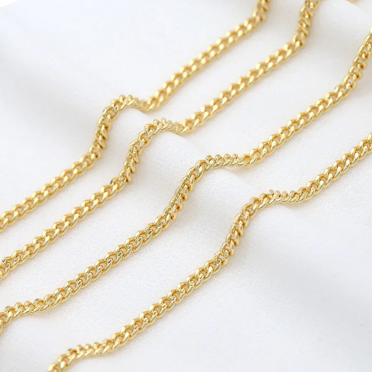 1 Meter 14K Gold Color Plated Brass Chains Round Loops Link Chain For  Jewelry Making DIY Necklace Bracelets Jewellery Making