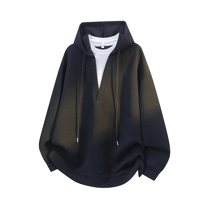 Fashion Men Hoodie New College Style Sporty Casual Pullover Top Unisex Urban Streetwear Loose Fit for Daily Outfit Spring Autumn
