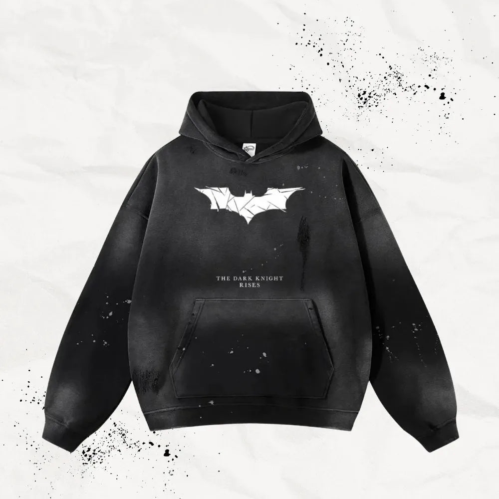 American Hoodie Y2K Clothes Mens Womens Streetwear  Harajuku Gothic Bat Graphic Print Oversized Black Hoodie Sweatshirt Clothes