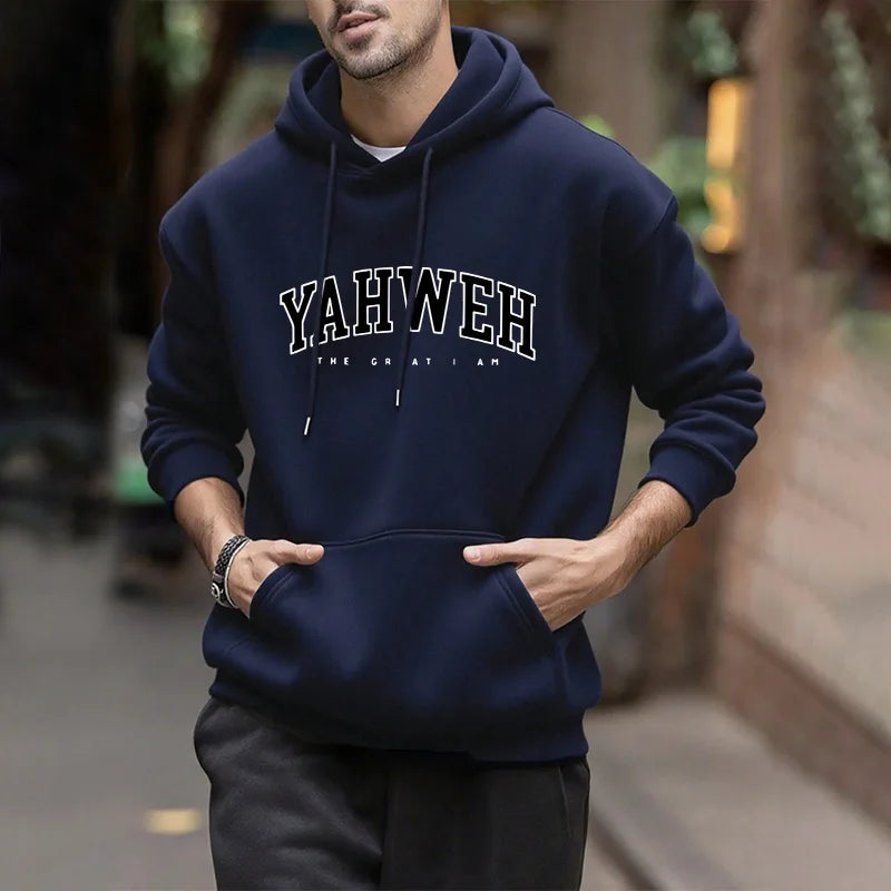 Street Style Mens YAHWEH Hoodies 2025 Urban Fashion Trendy Hooded Sweatshirt Male Hip Hop Casual Wear Autumn Winter Cool Hoody