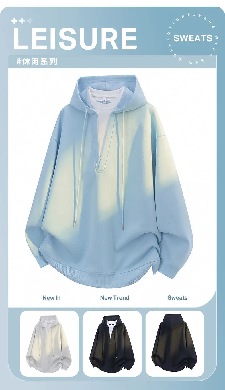 Fashion Men Hoodie New College Style Sporty Casual Pullover Top Unisex Urban Streetwear Loose Fit for Daily Outfit Spring Autumn