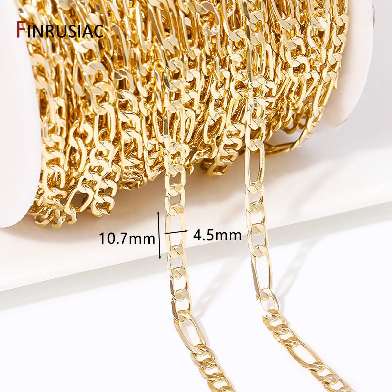 14K Gold Plated Chains for Jewelry Making Brass Metal Gold Chain Bulk DIY Necklace Bracelet Accessories Handmade Crafts Supplies