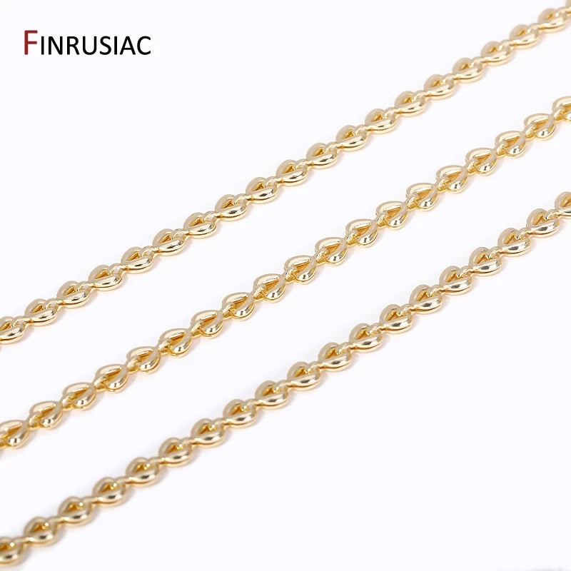 14K Gold Plated Chains for Jewelry Making Brass Metal Gold Chain Bulk DIY Necklace Bracelet Accessories Handmade Crafts Supplies