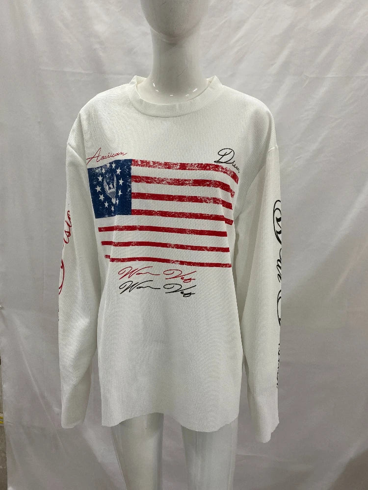 New hoodie street round neck long sleeved personalized loose T-shirt letter printed loose and versatile embroidered clothing