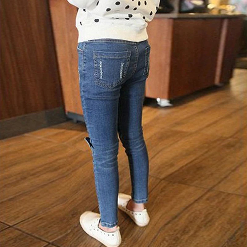 IENENS Children Infants Girls Casual Denim Long Pants Child Baby Girl Jeans Clothes Fashion Kids Skinny Trousers Prints Clothing