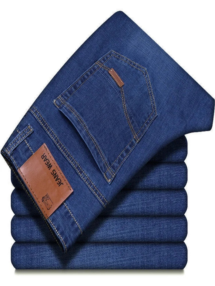 2026 Men's Denim Jeans Thin Summer Straight Business Soft Fashion New High Quality Pants New Arrivals Dropship OL Work Trousers