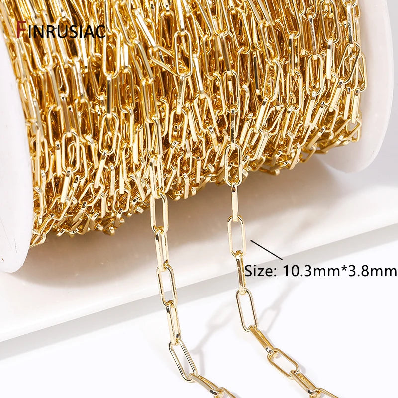 14K Gold Plated Chains for Jewelry Making Brass Metal Gold Chain Bulk DIY Necklace Bracelet Accessories Handmade Crafts Supplies