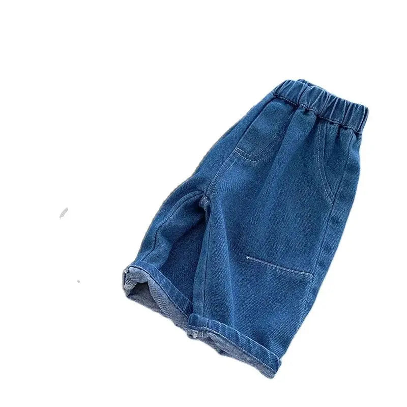 Kids Jeans 9M-5T Children Girls Solid Color Denim Blue Pants Baby Boys Cute Casual Trousers